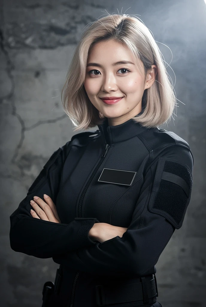 (Hyper Real)、Future female pilots、(((Big big )))、(((Big big )))、(((beautiful)))､(((とても大きなBig big )))､　High resolution　High resolution　Realistic　short hair　blonde mature、Mature Woman、Middle-aged women、((Delicate skin texture))、超High resolution、Realistic、(((Chubby body type)))、smile、Middle-aged beauty、beautiful expression、Fluffy blonde、非常に繊細でDelicate skin texture、Four  stay on a huge space station、Mature Pilot Bat Light Red Lip、((Wear a red space suit))、(((alone)))、