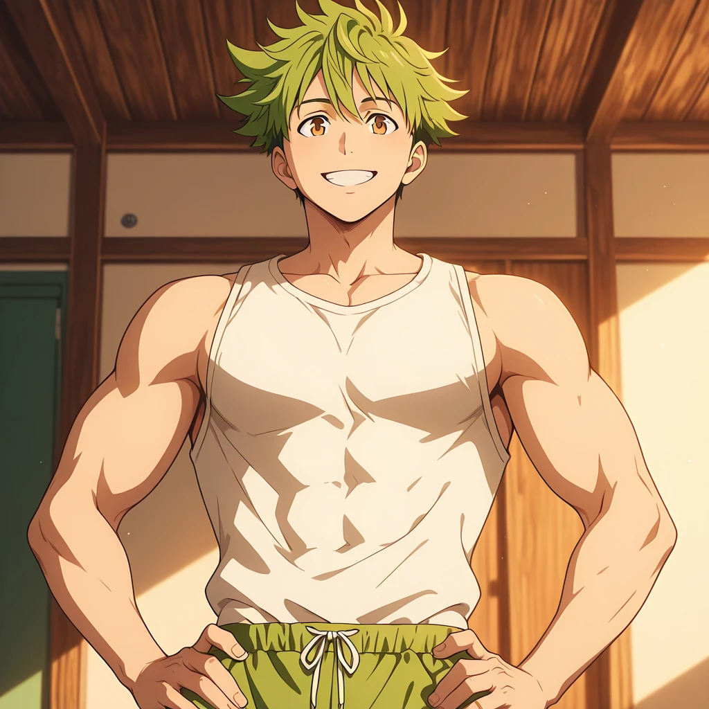 Zoro sits alone in his dojo, sad, one piece anime style