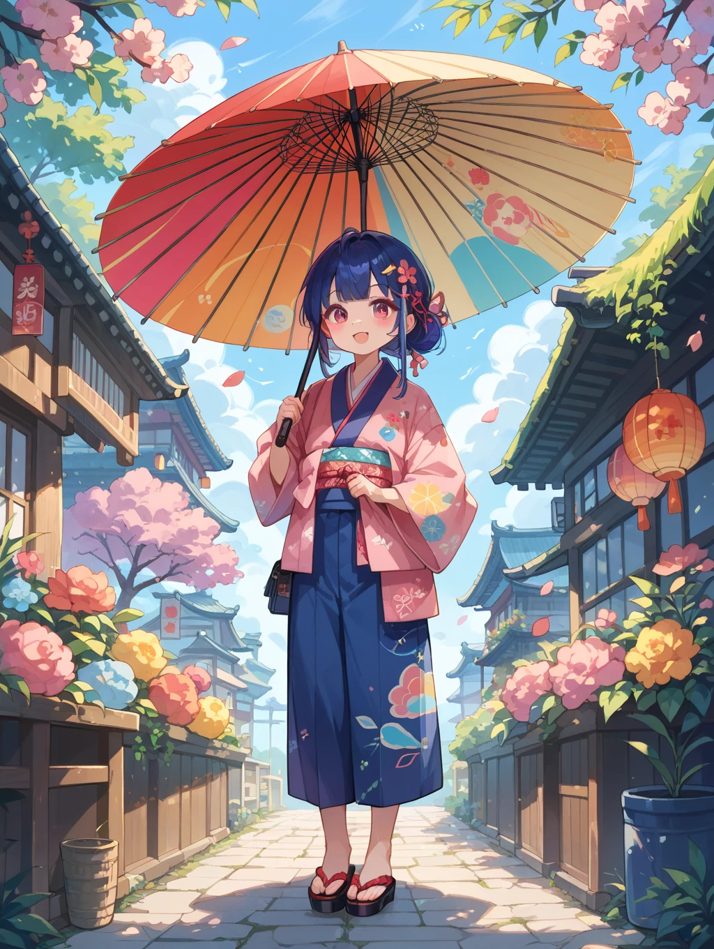 Watase Seizo style, Standing in front of a high wall，Simple line initials，Abstract art，Galactic Universe Background, Japanese fan, girl.