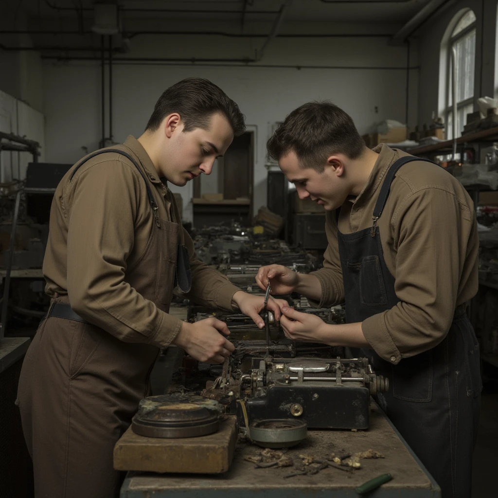 A CNC lathe operator, paying attention to the machining of a part and with emphasis that he pays attention through hearing as well --auto