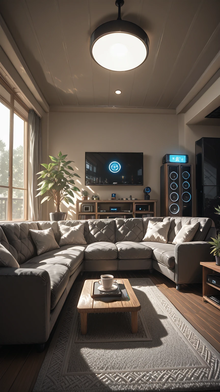 modern hangout room with  Entertainment Hub