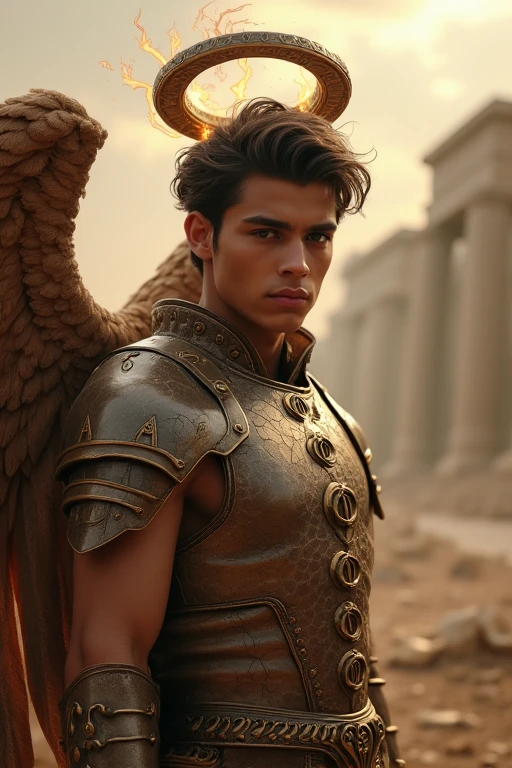 Close-up of male angel fall, large wings of light of the sun, muscle, kindness,dazzling light, d & d, face, fantasy, Complex, elegant, very detailed, altamente (dynamic:1.2) arte de cena detalhada,