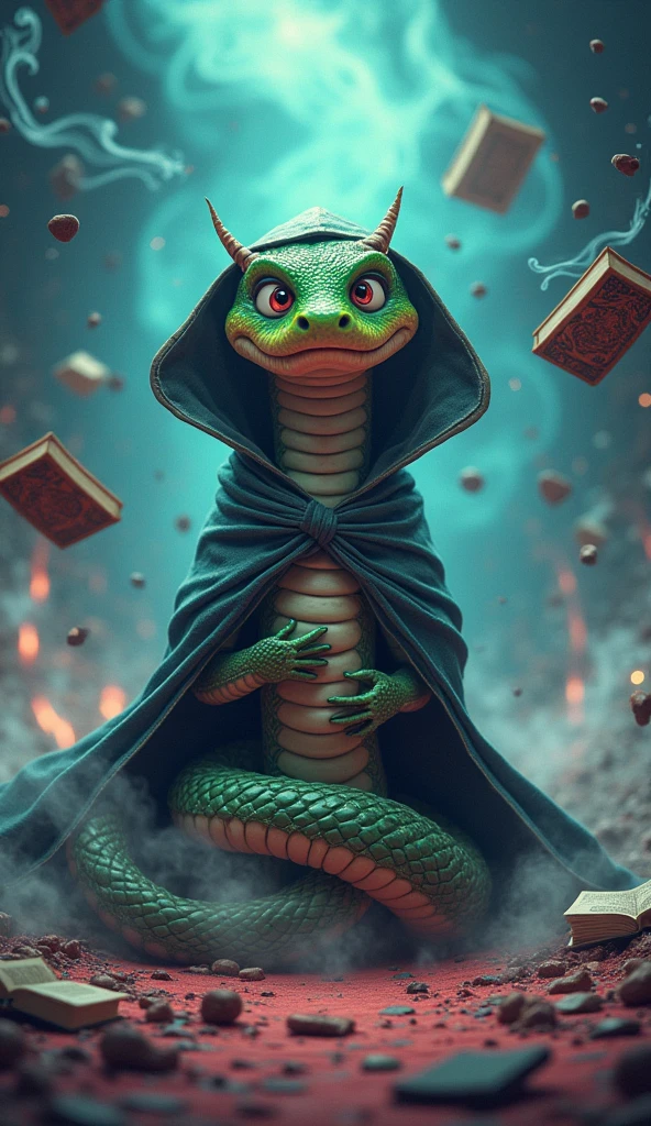 Une femme crocodile fantaisie. Avec une quinte flush