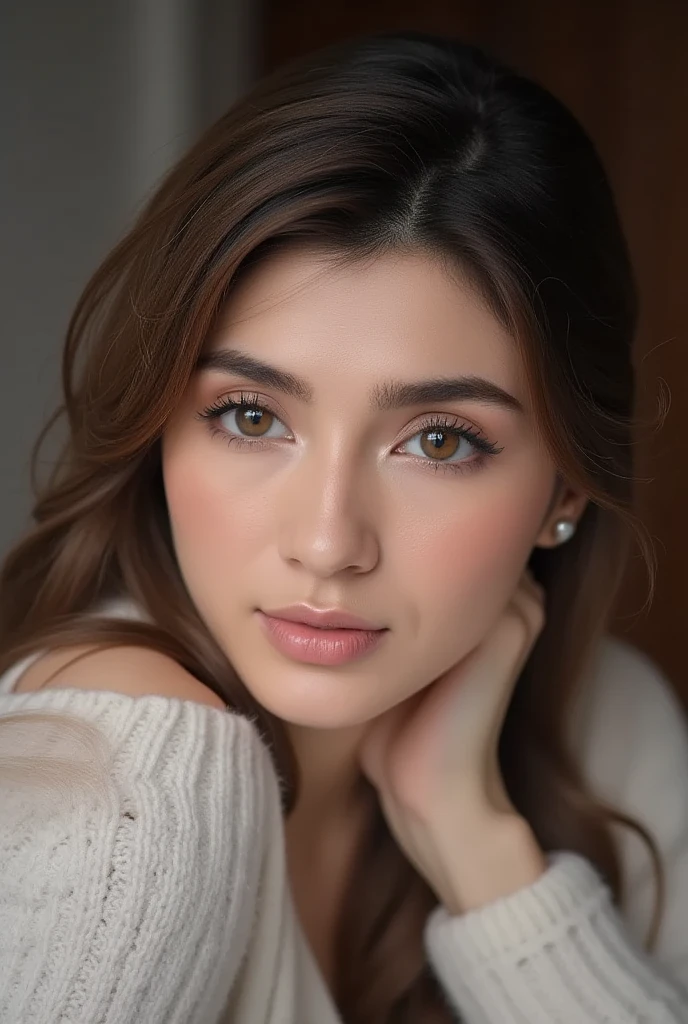 full face portrait photo of a 25 years old Bollywood supermodel girl, RAW, beautiful woman, half-open strawberry lips, dimples, longing gaze, (extra long wavy brown hair), ((detailed face)), ((detailed facial featureinely detailed skin), pale skin, medium , , random coloured night dress, (detailed deep red dress), (cold colors), damp, moist, reflection masterpiece) (perfect proportion)(realistic photo)(best quality) (detailed) photographed on a Canon EOS R5, 50mm lens, F/2.8, HDR, (8k) (wallpaper) (cinematic lighting) (dramatic lighting) (sharp focus) (intricate) dynamic pose, super 8K uhd