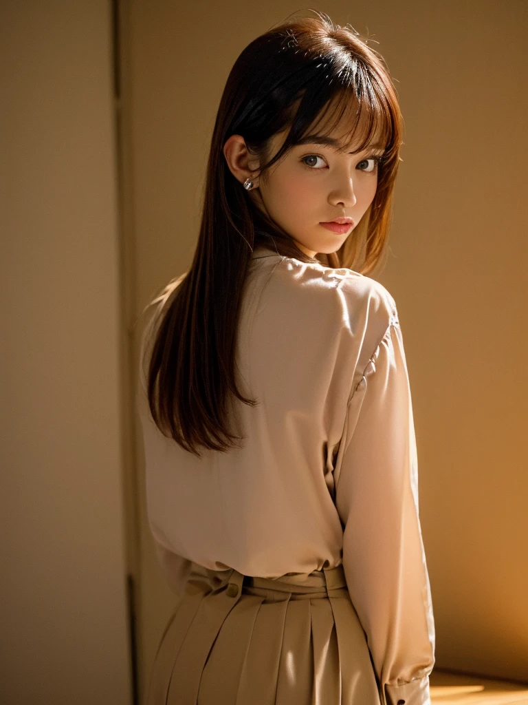 (top-quality、16K resolution)女の子1人、独奏、natural soft light、A Japanese Lady、Looking at the camera、swim wears、Concrete background、Facing the front、is standing、bobhair、Woman in her late teens、Light bangs、short-hair、Salon model、Natural look、portlate、floated hair、Rolled hair