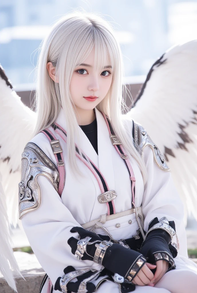 Highly detailed photo of a gorgeous vampire alien male, Renaissance, Long white hair, Complex white eyes, Fantasy, Mysterious, Super detailedな, 32K resolution, Dynamic Lighting, Covered navel, Super detailed, Exquisitely crafted, Trending on Art Station, White luxury suit, Volumetric lighting, Balenciaga Style
