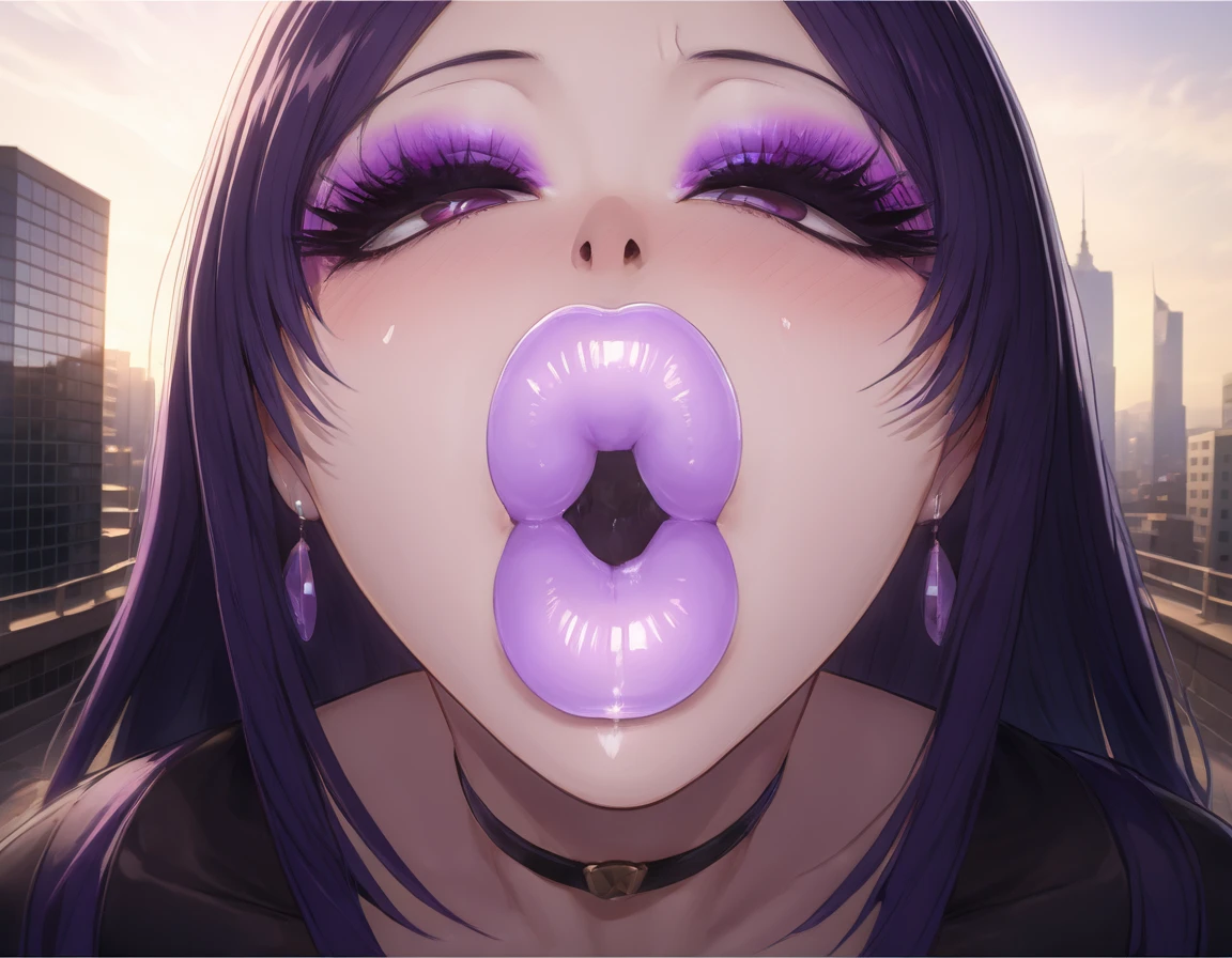 Horned girl with on her face and on her with a in her mouth and another in her with a face of pleasure and very big