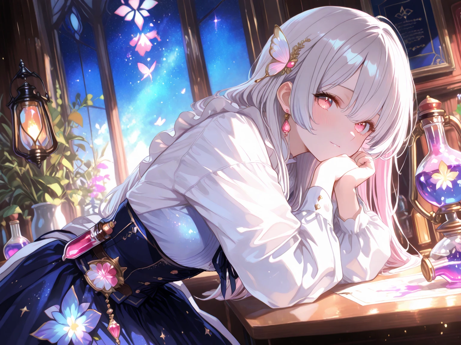 Anime girl sitting on a couch reading a book in a room - SeaArt AI