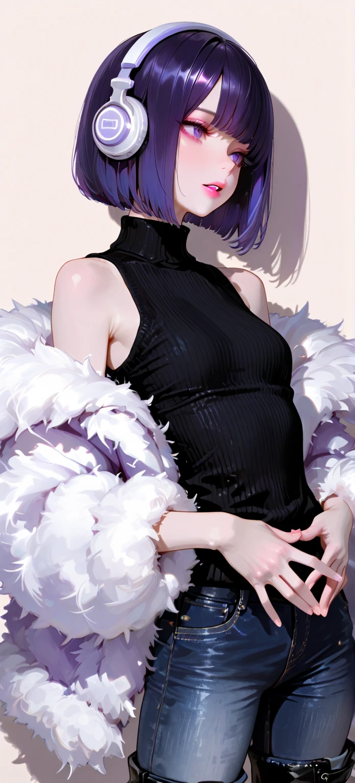 (((pixel-perfect, detail-perfect))), solo, 1girl, fubuki, fur coat, collared dress, collarbone, necklace, looking at viewer, closed mouth((( sexy pose arms above)))