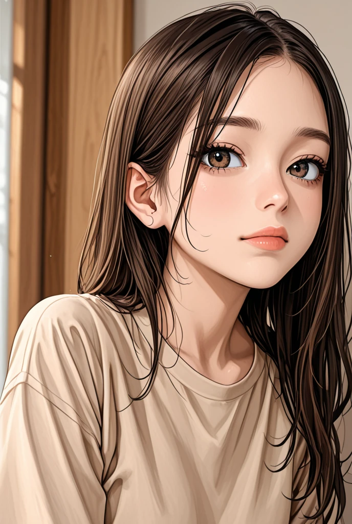 (((masterpiece, best quality, ultra highres, 1 girl, solo, no background))), super detailed skin and face and eyes and finger, beautiful japanese woman, small breasts:1.5, skinny, light brown hair, white background, very short hair, (an illustration of girl), Knee shot, Generate with illustrations, Various expressions, Various poses, Various Costumes, 