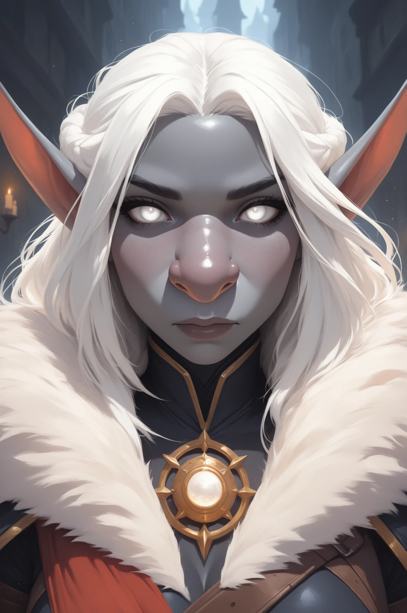 1 sheep woman, sheep's snout, shaman outfit, white hair, sheep horns, dark-skinned female,  furry_female, dark skin, sheep skin, fur sheep, anime art, muscular female, biceps, muscular thighs, pointed nails, messy hair, very long_hair, hair between eyes, white eyes, perfect eyes, shaman armor, furry, moonlight, fur_trim, monster_girl, original, (masterpiece), (illustration), (extremely fine and beautiful), perfect detailed, photorealistic, (beautiful and clear background:1.25), (depth of field:0.7), forest, moon
