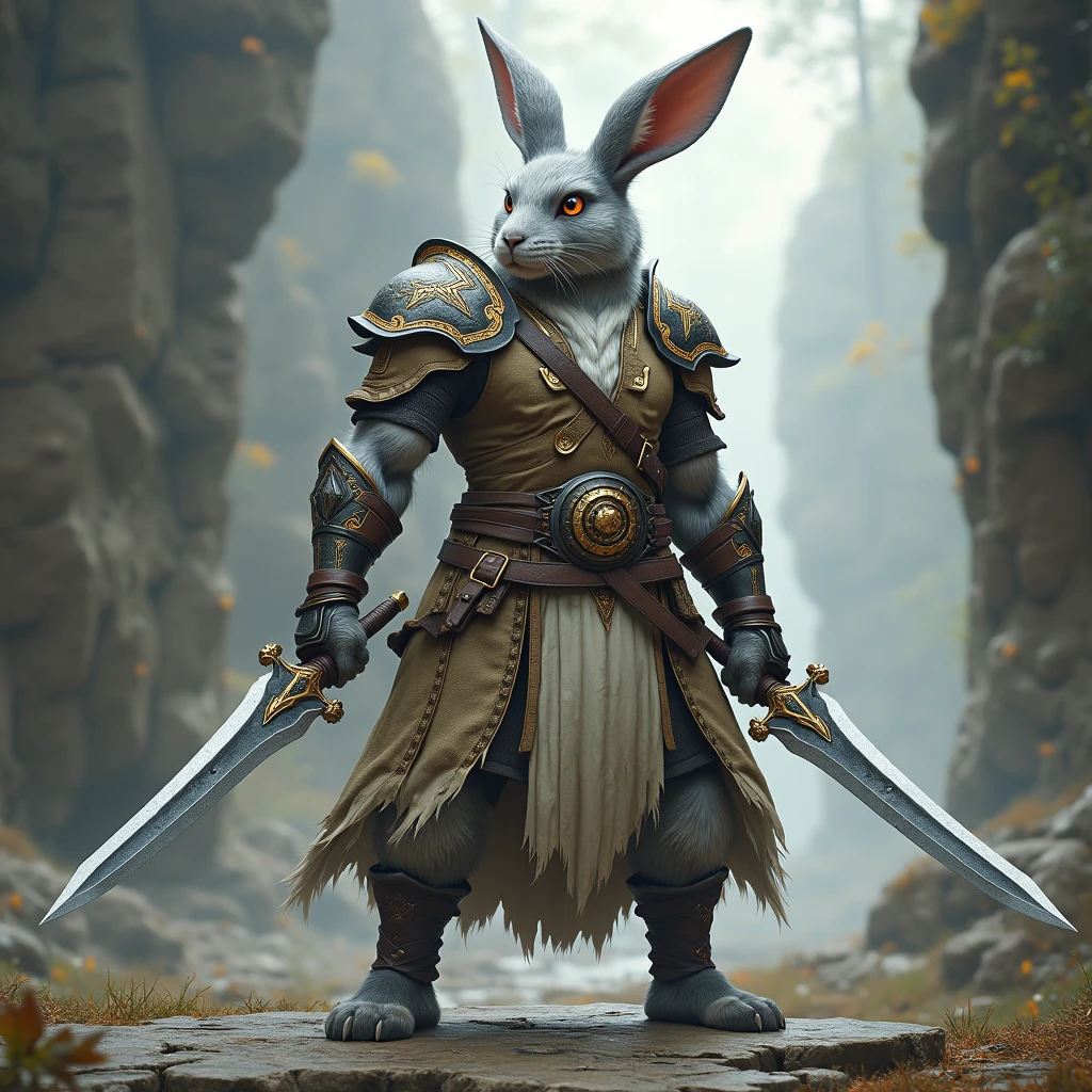 Hybrid human with rabbit, coelha guerreira, pelagem cinza, light ...
