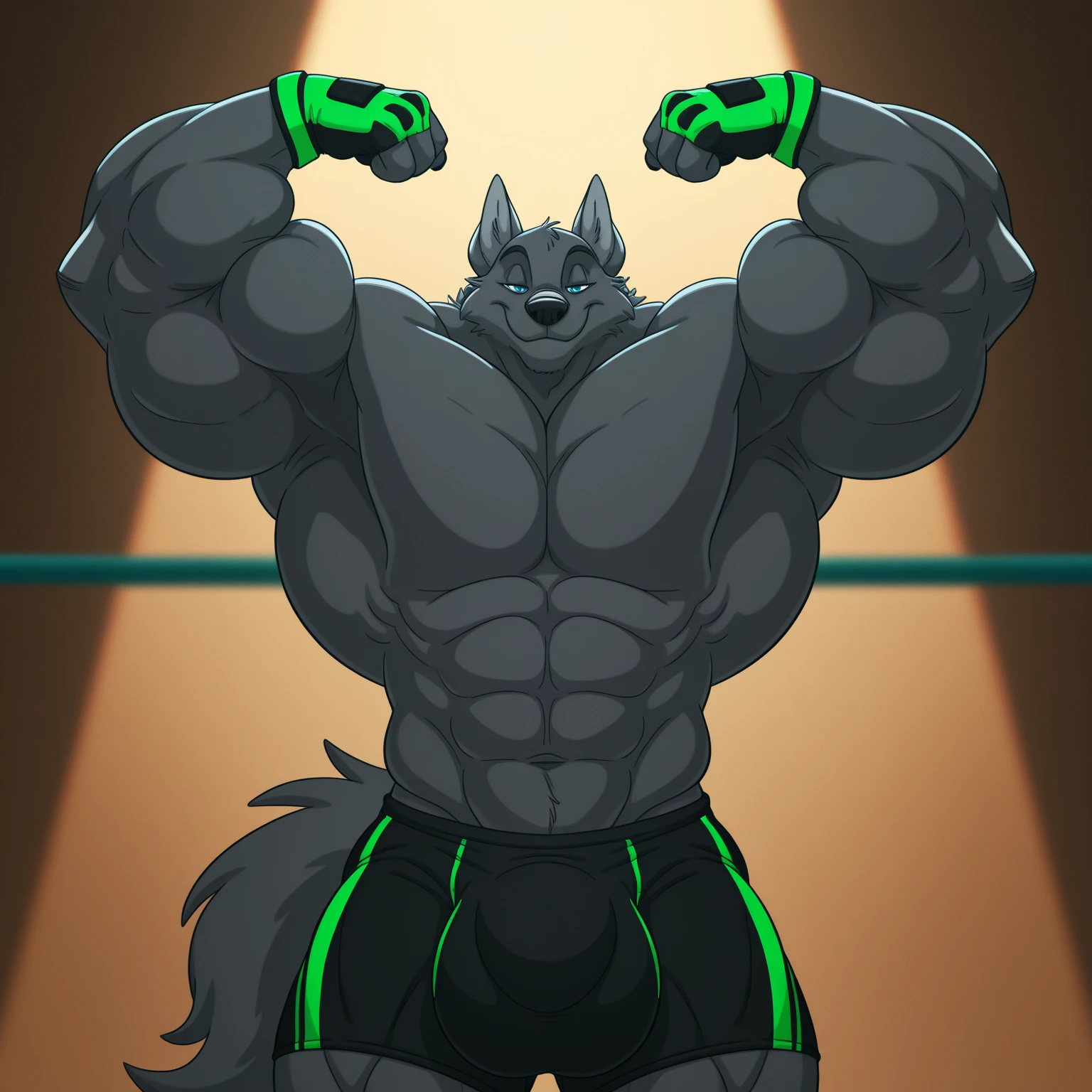 4k, high resolution, best quality, perfect colors, perfect shadows, perfect lighting, posted on e621, furry body, solo, anthro Rottweiler, dog, male, (middle-aged:1.2), full height, brutal, (very muscular, abs, massive build, manly, beefy:1.2),  torso, correct , (photorealistic fur:1.4), detailed  background, venue background, flashes, bodybuilding contest, (correct hands), artificial lighting, (by Chunie), posing, (both biceps flexing:1.4), (posing :1.2), bulge, oiled fur, (growling, salivating), view from below