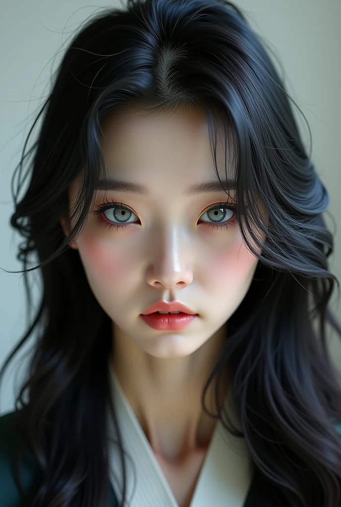 1 Philippine model ,Unique bob hair detail, virtual cyberpunk fashion, near future, curved details , double eyelid, plump lips, Simple background inspired by Da Vinci