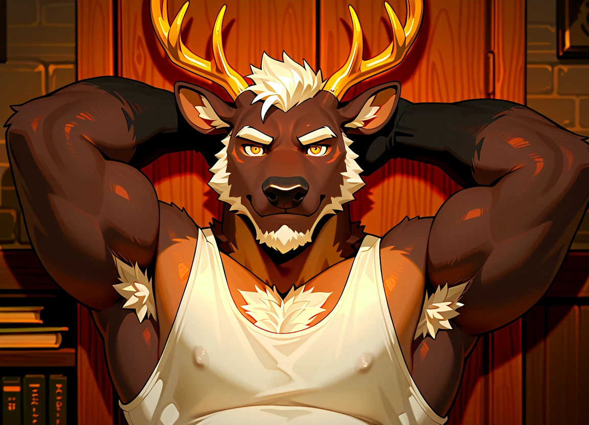 furry, anthro, tauren bull:1.5, average male, his  are big smooth and hairless, his  is short fat saggy and , he is holding his  while sitting in an armchair inside a wooden cabin:1.7, dripping, , leak of :1.8,  of :1.8,  in everywhere,  on belly, super detailed, detailed face, best art, 8k, vibrant, by snowskau:0.4, by taran fiddler:1.8, by RedRusker:1.8, art stile, 3D, halfbody,