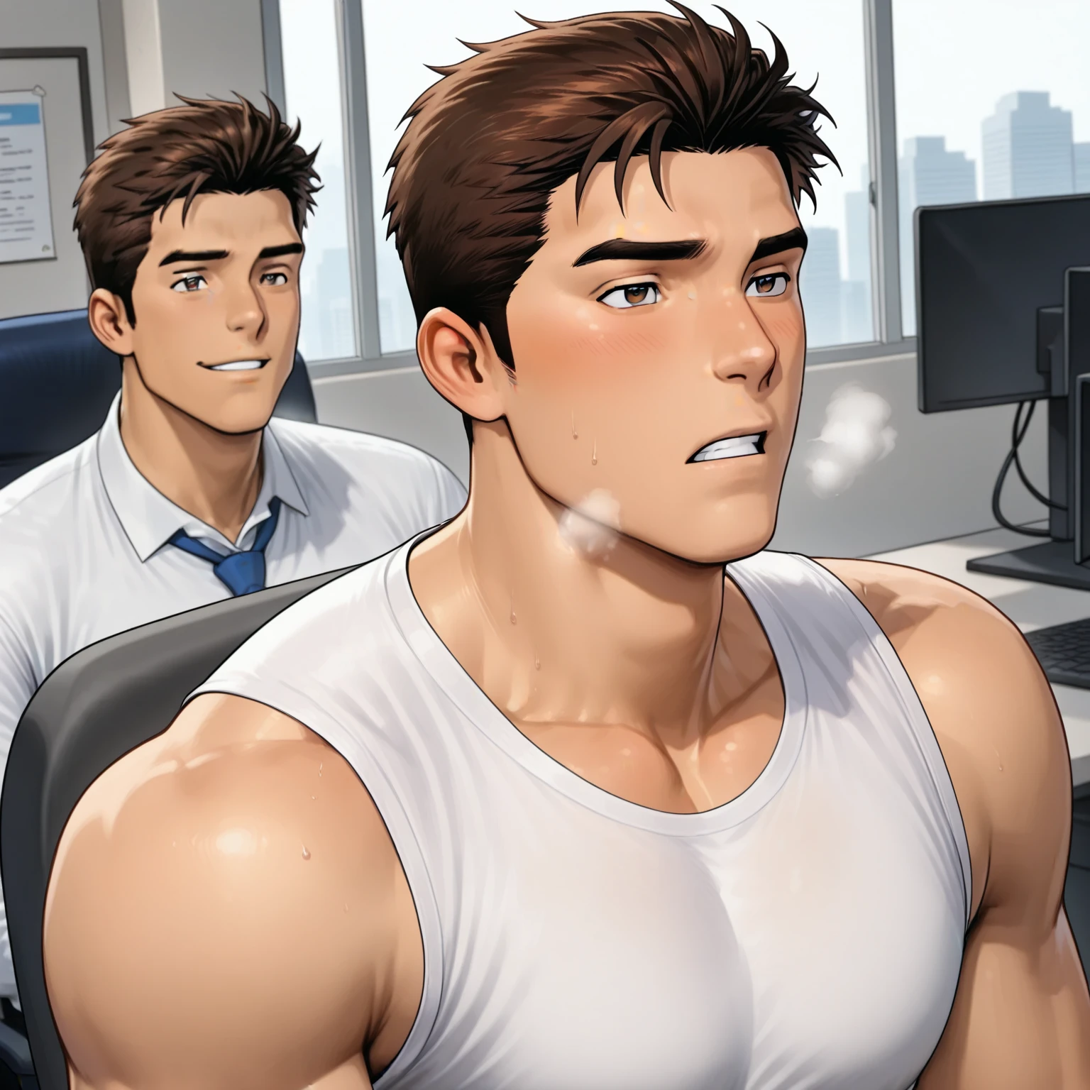 best quality, masterpiece, multiple men, , , muscular, excessive public hair, , , double  , dripping , dripping , , explosive ,  projectile, crowd in the background throw money at them, laser lights and RGB spotlights in the background, , gay, homoerotic, zoomed out, ambient lighting, extremely dramatic shadows, perfection, no watermark, no logo, no signature