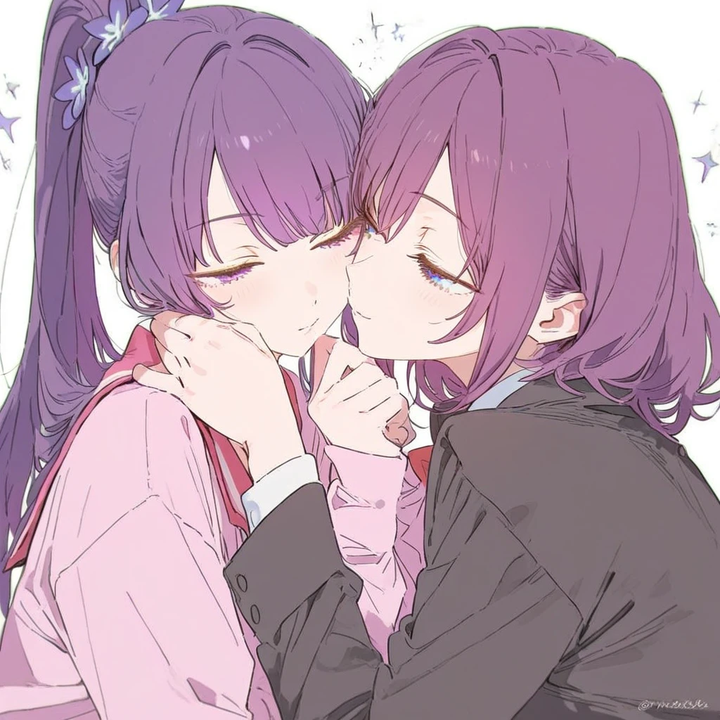 yuri couple、Homosexuals、twin tails、love、kiss、cute、pastel colour、3×3