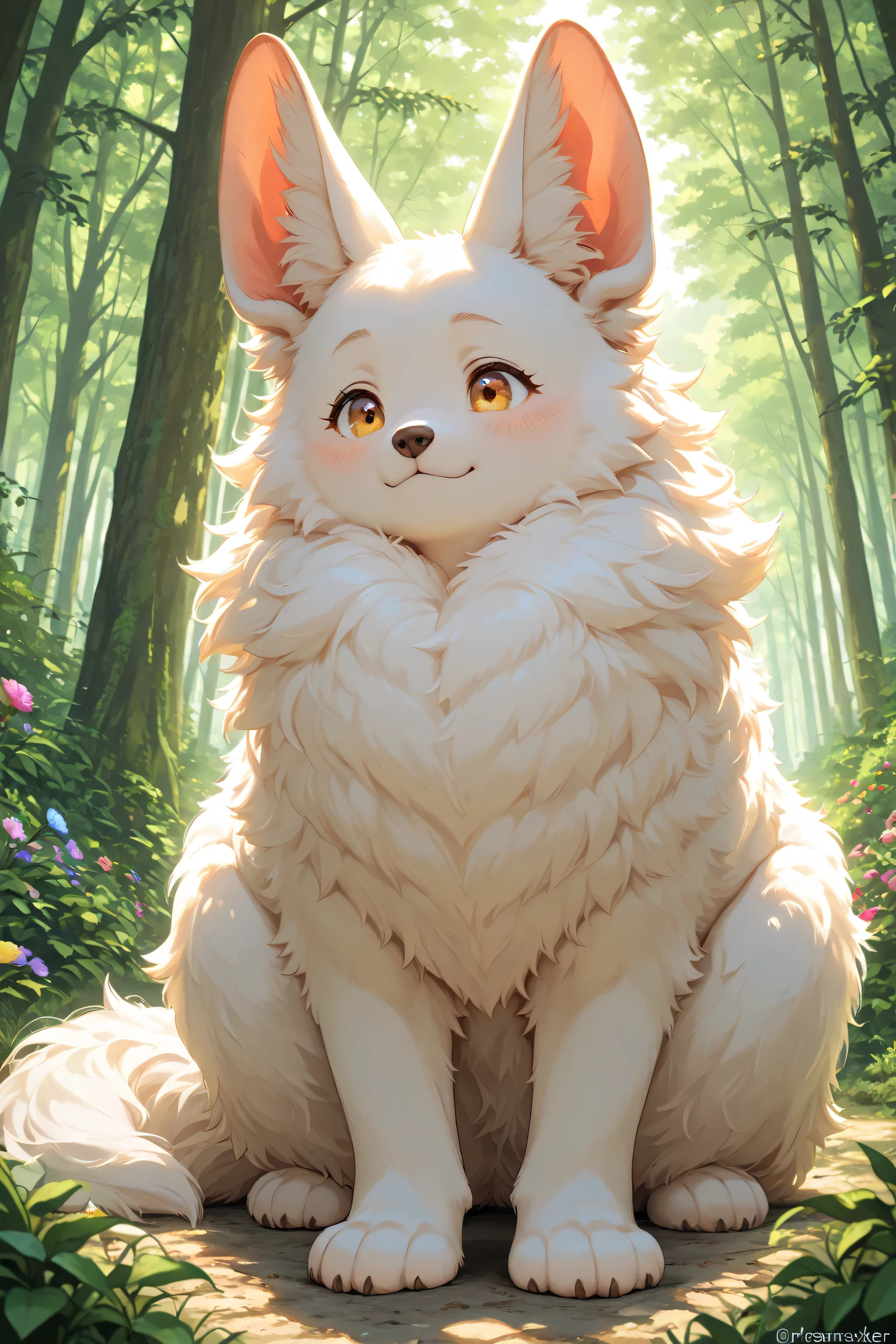 White canine , leaking out of white canine ,raytraced lighting