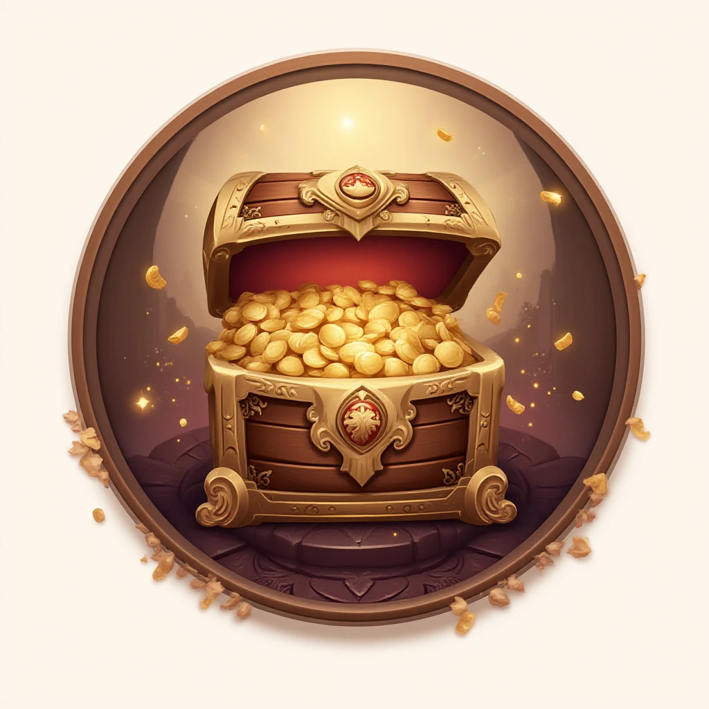 digital painting, mmorpg, Warm colors, cute style, medieval game, glowing effects in the background, glow effects, colorful, No characters, no characters, cute style, anime style, holiday, bag of rubies, sack, Rubies, Award