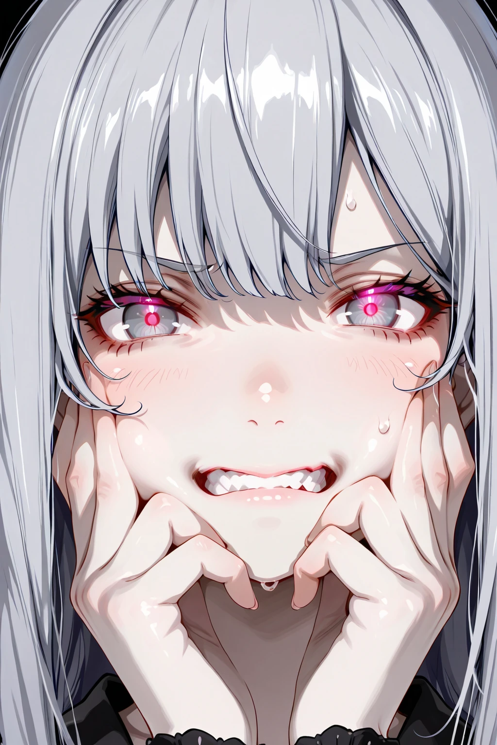 masterpiece, Best Quality, High resolution,, One girl, Open your mouth, Sticking out ,((A lot of  on the face)),Completely 、、Puffy 、Realistic 、((Very long :1.4)),(( in mouth))、((Flat :1.3))、Perfect small 、((Lots of drooling:1.2)),((Grin)),Brat,Crouch down,Beautiful ,(( gestures:1.3))