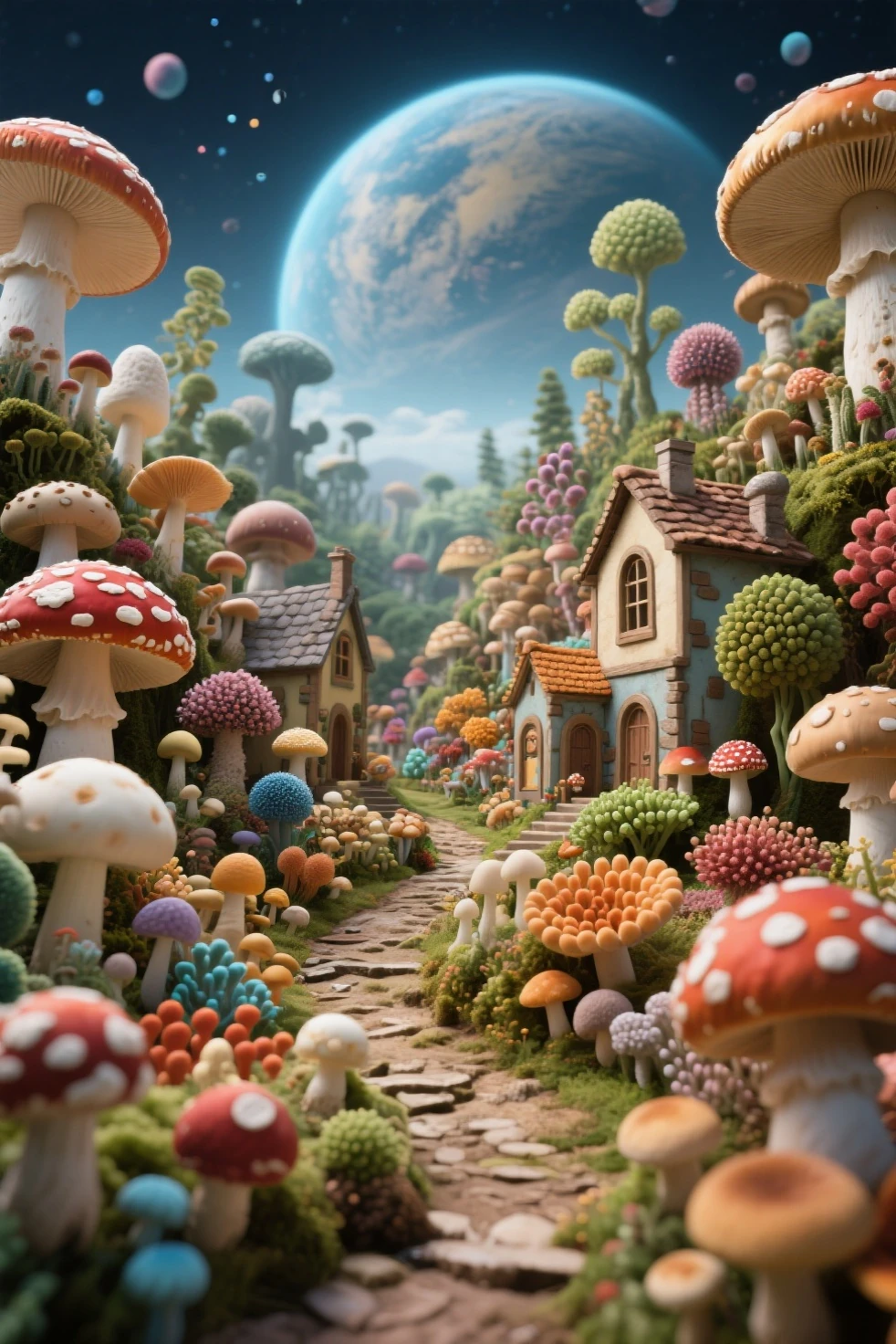 large general shot: 1.8, ((beautiful town from the 60s, entirely made of candies, sweets, lollipops, delicious cakes, beautiful donut-shaped sun, cotton candy trees: 1.6)), cheerful colors: 1.4, work of art, highly detailed:1.5, idyllic, dreamy, epic, cinematic shot:1.5, beautiful lighting, award-winning image:1.5, 32k.
