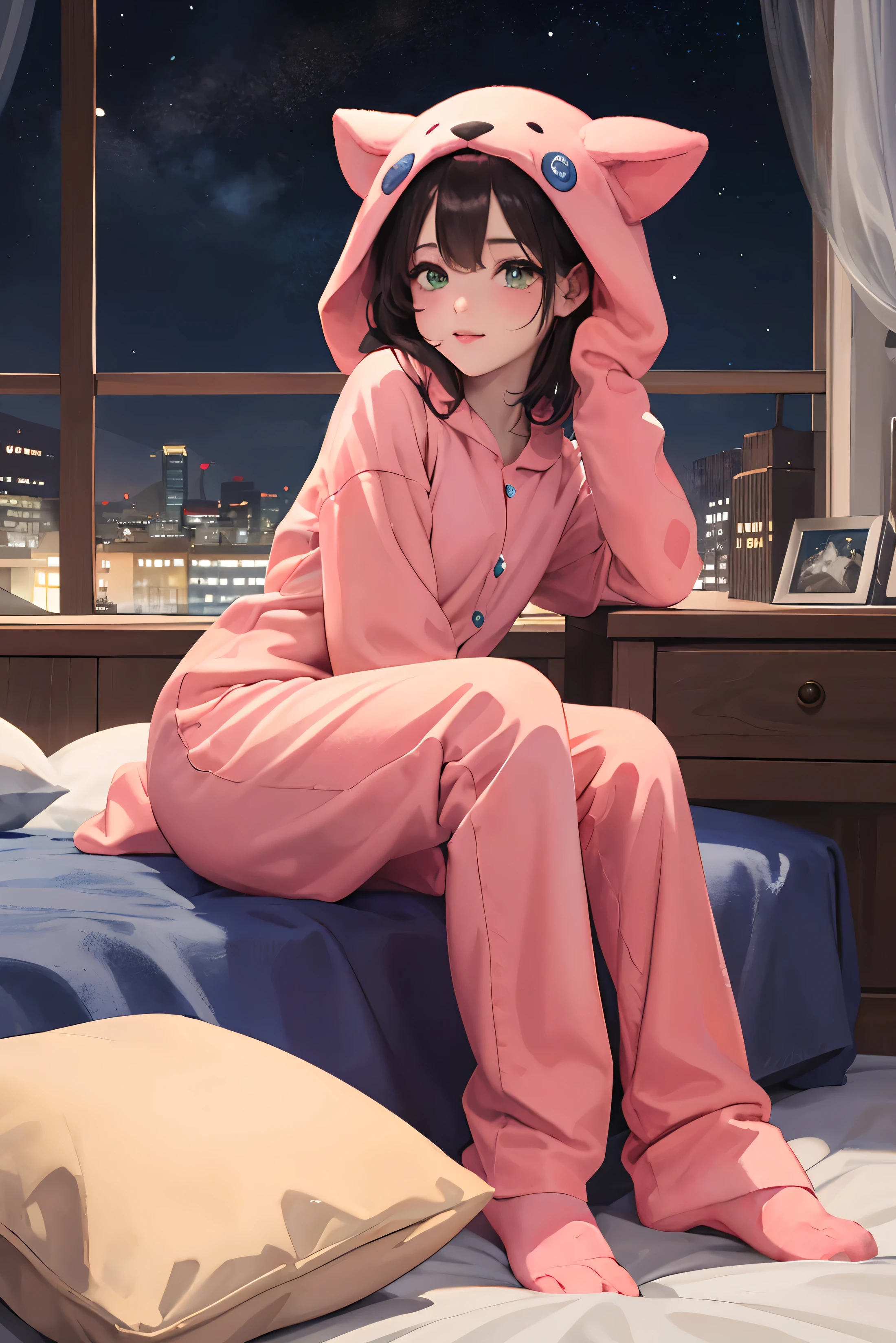 Girl surrounded by black roses, The sunlight is streaming in through the window, Create a warm and cozy atmosphere. She is wearing wet pajamas, Asian Myanmar Girl, Realistic, highest quality, photo-Realistic 8k, (highest quality:1.1), masterpiece, (Realistic:1.1), photo-Realistic