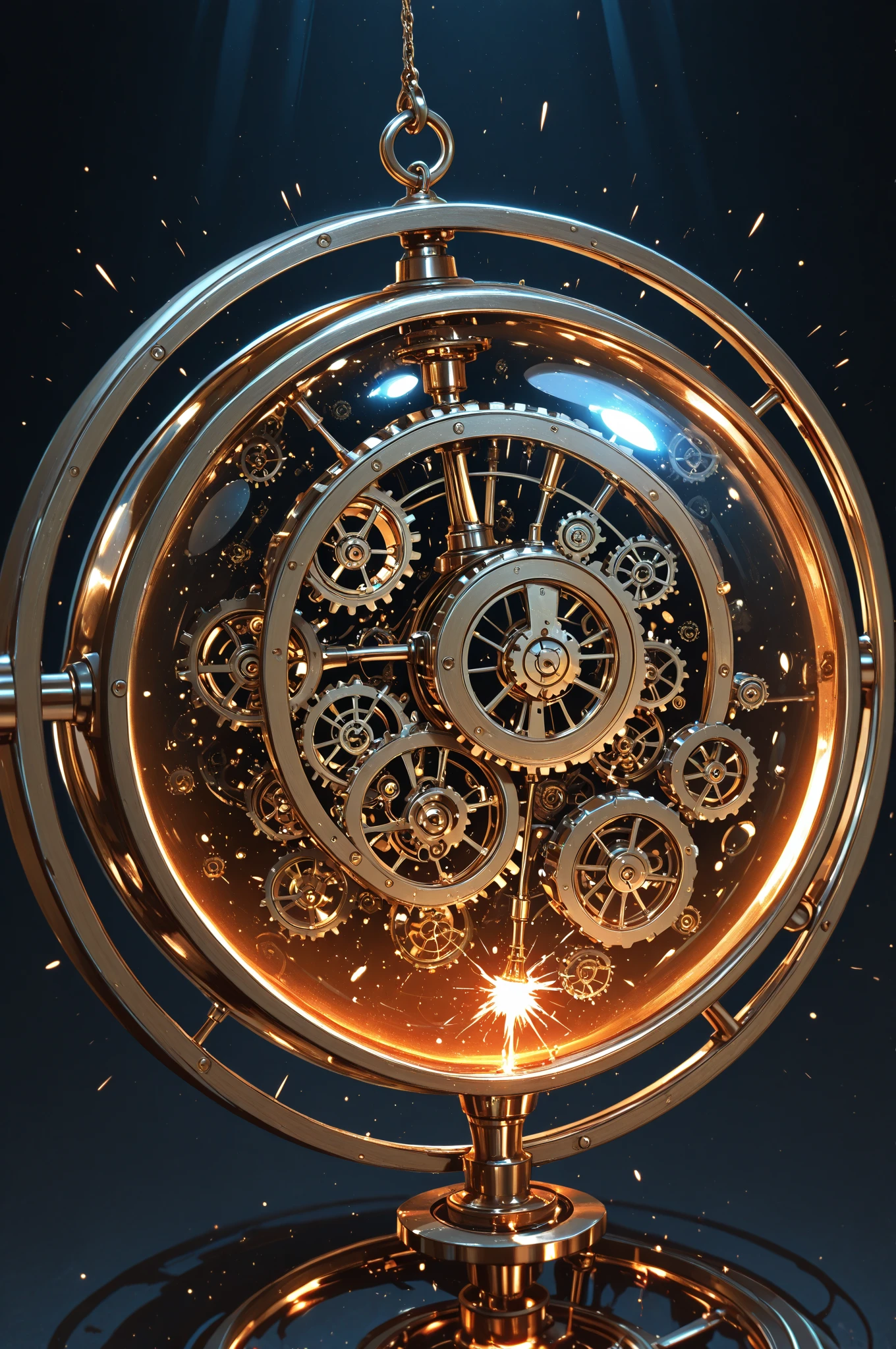 Complete clock，Complete pointer，masterpiece, best quality, (Extremely detailed CG unified 8k wallpaper), (best quality), (Best Illustration), absurd, Realistic lighting, (abyss),  Artworks by Peter Mohr Bacher,(No human-related:1)