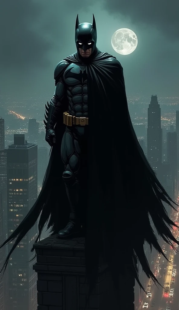 Batman standing on top of a building in a city at night - SeaArt AI