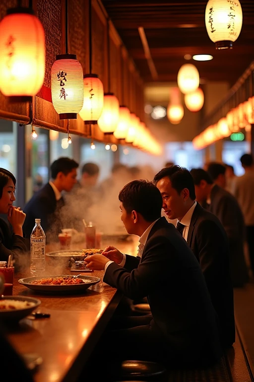 The scene is a Japanese izakaya