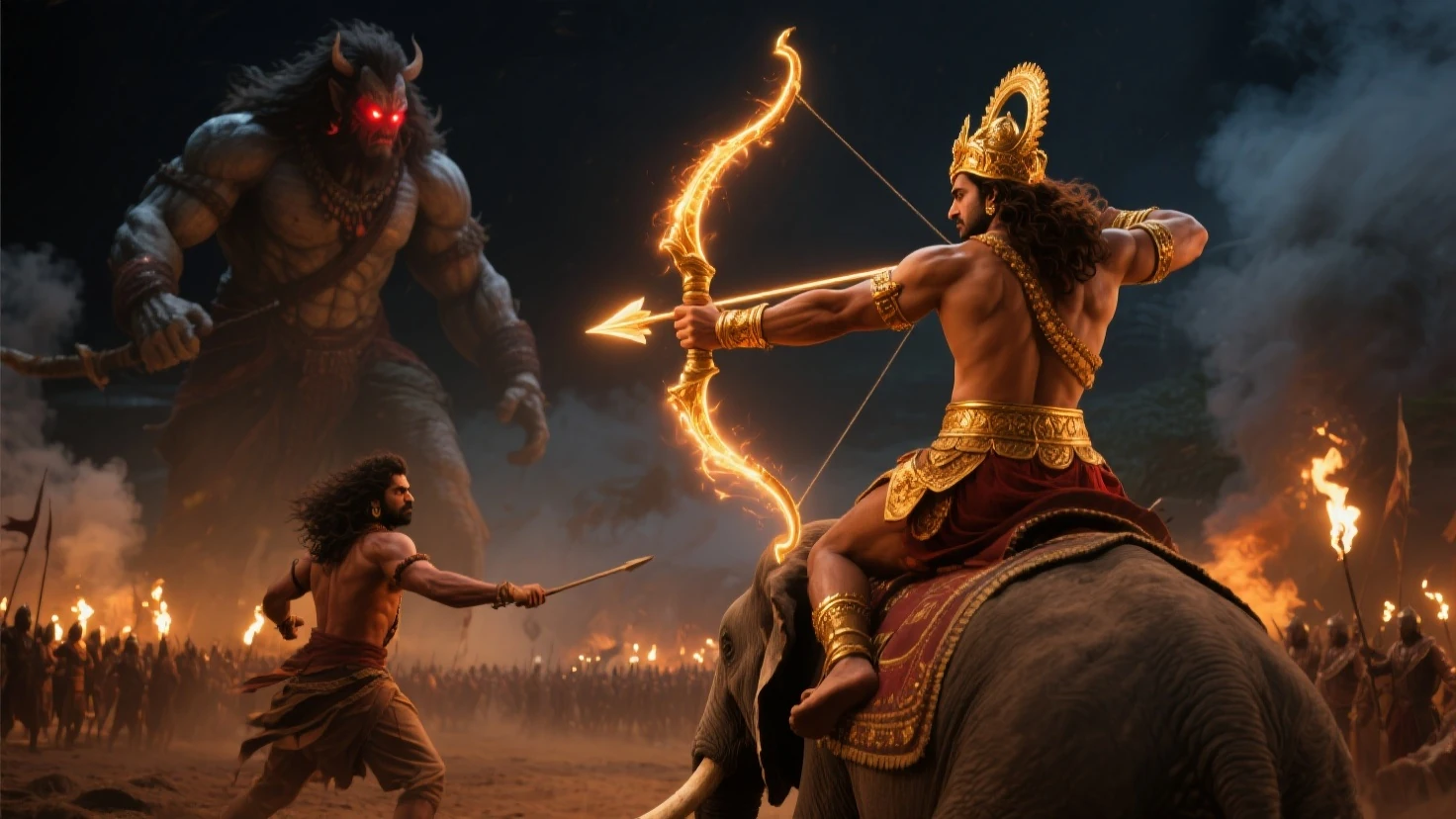 Ravana, the ten-headed king from the Ramayana, is consumed by wrath.