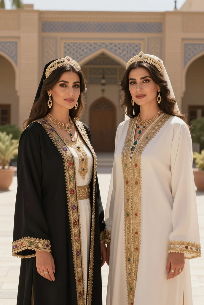 model shoot,Mavtan Moroccan Islamic surreal super detail,a couple of lesbians dancing together,Dynamic pose,leering,(fantastical belt,fantastical robes,Fantastical ribbons)