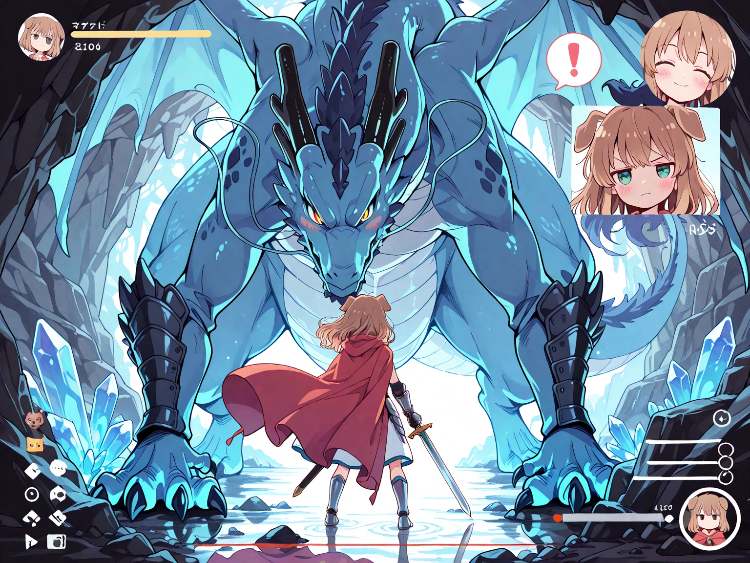 A treasure  mimic opens its toothy maw and chases after a cute halfling thief woman, dungeon, high fantasy
