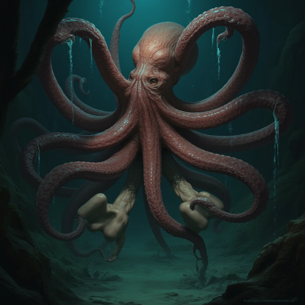 a young woman (Emma Watson, , swollen breasts) experiencing an intense , surrounded by alien tentacles in a slime-filled pit, multiple tentacles engaging in  acts with her, belly bulge, covered in  on her face and gaping , ultra-realistic, 8k, highly detailed, photorealistic, masterpiece, cinematic lighting, dramatic colors, dark fantasy, surreal (double check , only one  and )
