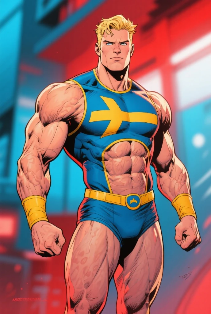 a hot muscular man, hairy man, wearing a wrestling uniform, bid bulge, homoerotic