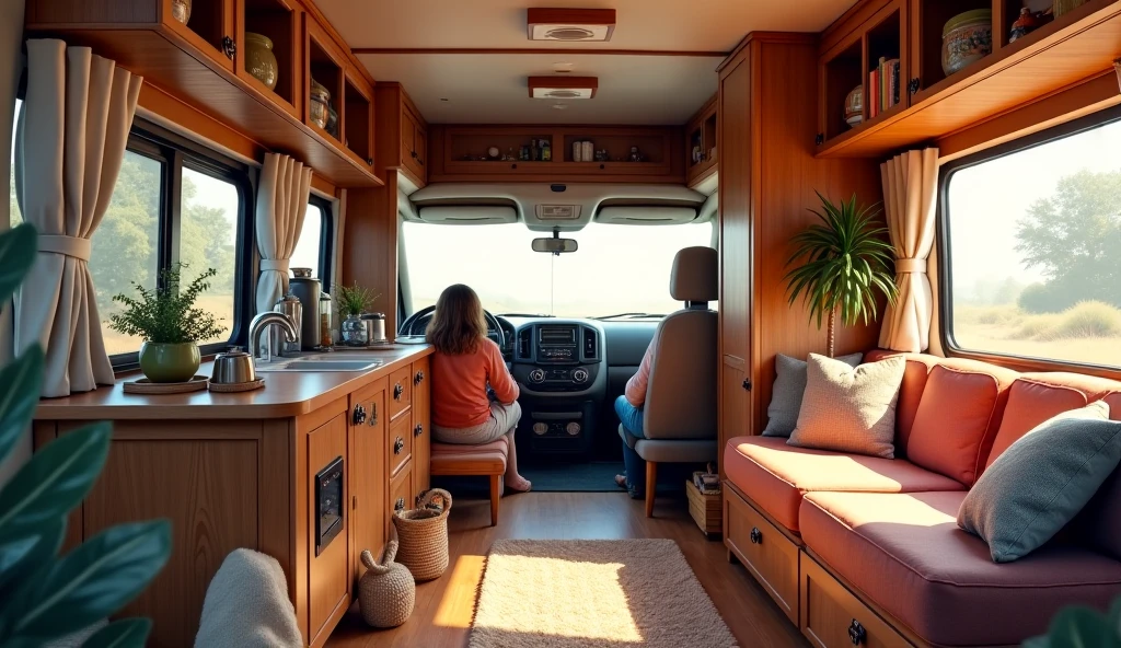 Beautiful Swedish girl age 30 standing outside of a camper van