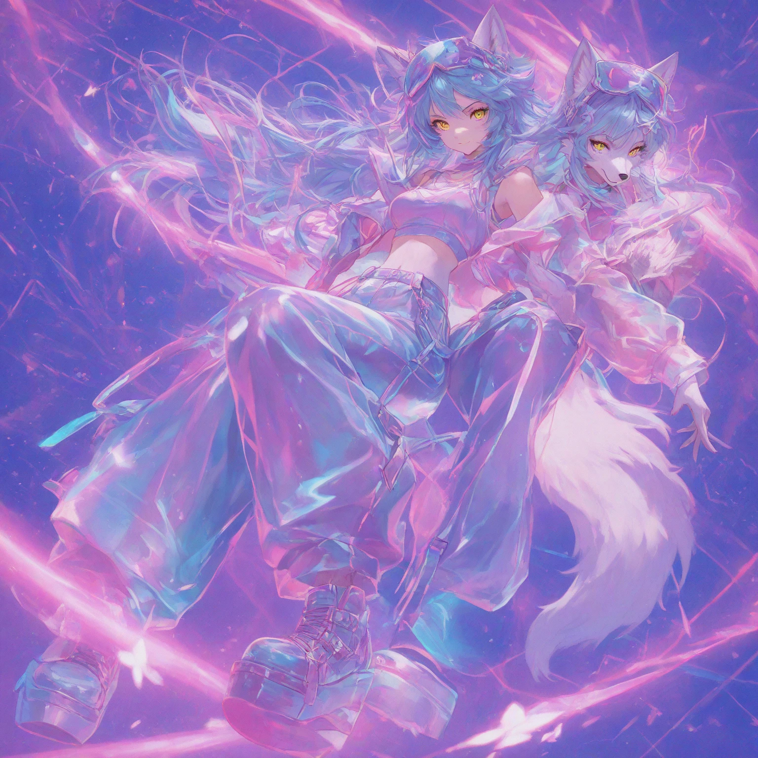anime girl,tennage girl 18 years old, anime style, cute hatsune miku x suicune, centaurys girl,shy girl , kitsune ears, dark natasha art, city landscape, art by vixen aztra, full body high definition in details the best image quality, beautiful legs