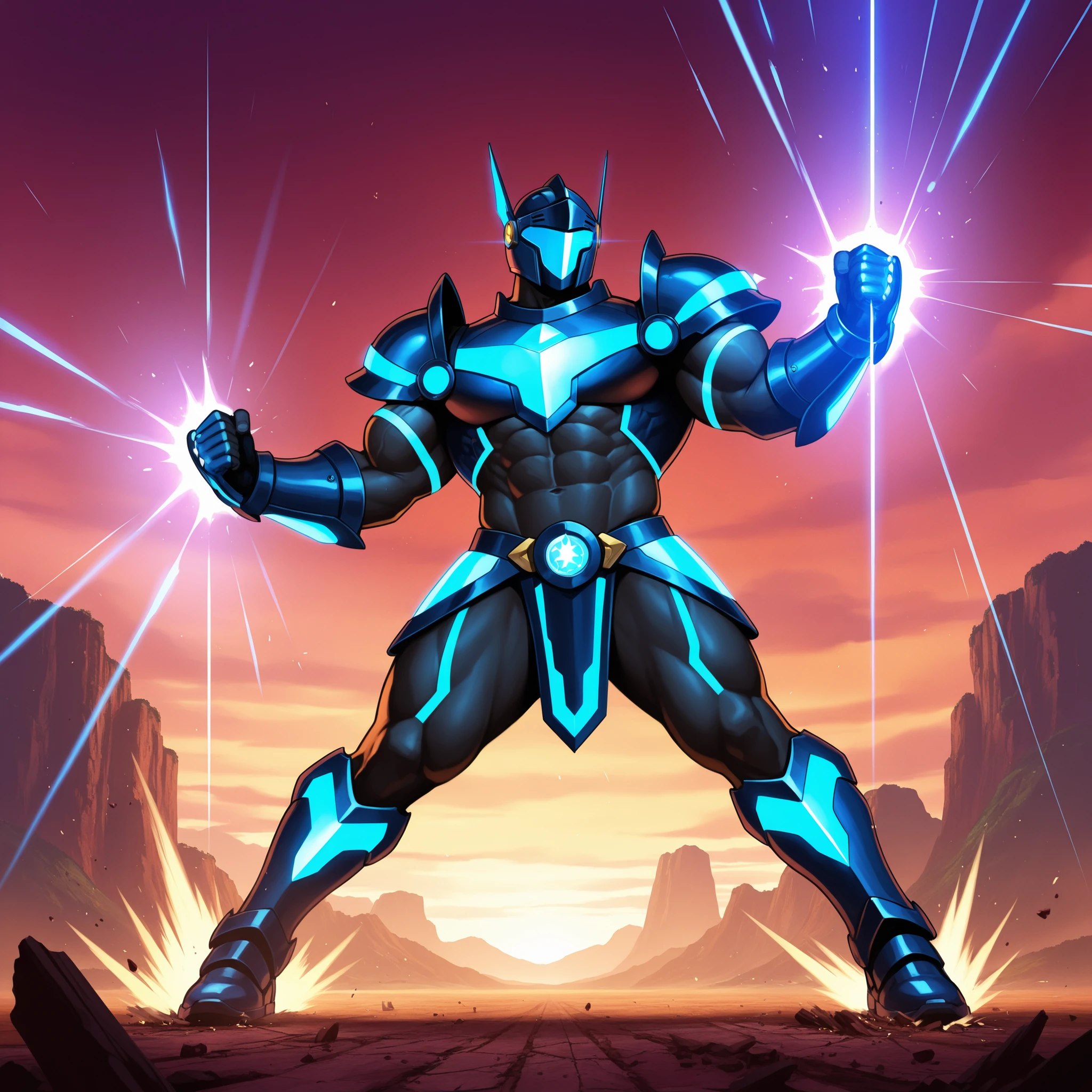 Wearing full plate armor
Its full plate armor emphasizes the muscles.
mechs,
Wearing cyberpunk mecha,
a knight's mechanical armor,
glowing wide and heavy armor,
he wears a bizarre fantasy surreal-style chest armor with scales,
absolutely stunning art,
He wears the same armor as himself from head to foot.
galactic cybernetics mask,
super hero, hero, ,
a furry hero whose presence inspires trust and respect.
 ,



(masterpiece, best quality, detailed:1.2)
(Pokémon)
Powered exoskeleton with the same design as Zeraora
big muscle,
pecs, triceps, traps, waist narrow,
unusually developed muscular body,
bulge in the crotch, wears a small black string  that reveals huge, muscular thighs. (metallic color: jet black )
body full of huge muscles.
also have a cloak on my back.
The cloak is black.
The cloak is so long that it touches the ground,
showing off muscles,
Correct limbs,
detailed full body,
Very muscular,
Large pecs,
Heavyweight,
big bump,
sparkling skin,
Vibrant colors, 4K,
realism,
full body, 
wearing a dark  underneath, 
4K, realism, Don't stray too far from Zeraora's design, Furry Heroes, Main is yellow COLOR,
Main is yellow COLOR.
pectorales enormes.
Exaggeratedly huge muscles.


crossed arms
looking down at the other person.