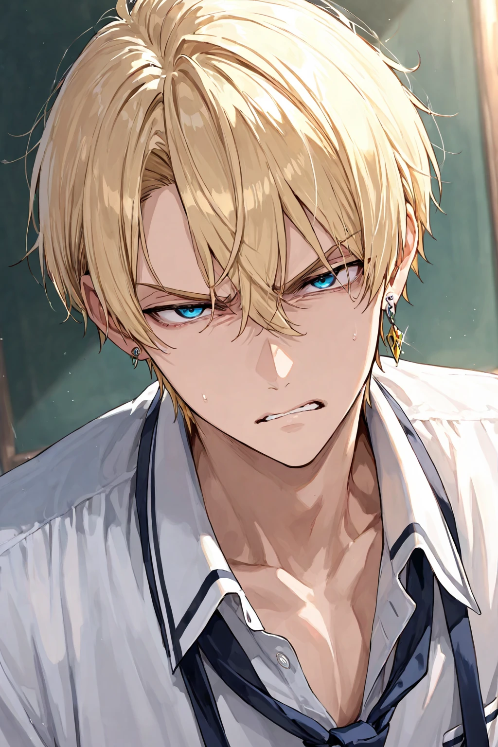 best quality, masterpiece, chubby man with blond hair, looks like laios touden, dungeon meshi, , gay, homoerotic, extremely dramatic shadows, romantic atmosphere, perfection