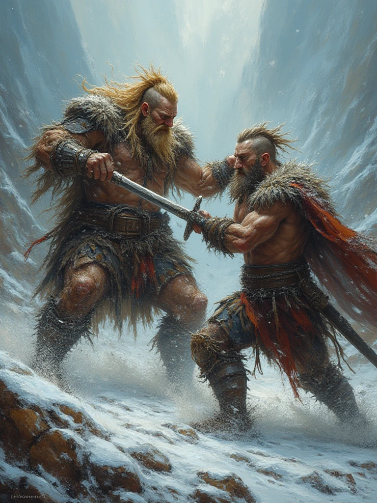 Black Viking left arm tattoo design, a full body muscular viking man, muscular legs, holding weight with right hand, holding a hammer with lightning bolts in his left hand, brown hair divided with bangs, perfect realistic blue eyes, wearing warrior leather pants, wearing warrior boots, lake and mountains in the background.