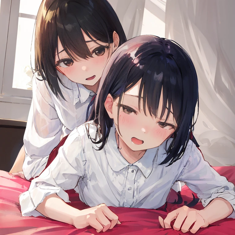 Missionaries, ,  One girl, Lie in, Completely , , , No correction, smile, Mouth closed,  blush, piledriver, Lying on your back,