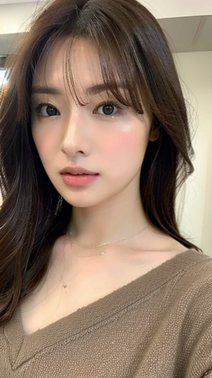 ((Best quality, 8k, Masterpiece :1.3)), Sharp focus :1.2, A pretty woman with perfect figure :1.4, Slender abs :1.2, ((Dark brown hair, Big breasts :1.2)), (White button up long shirt :1.1), City street:1.2, Highly detailed face and skin texture, Detailed eyes, Double eyelid