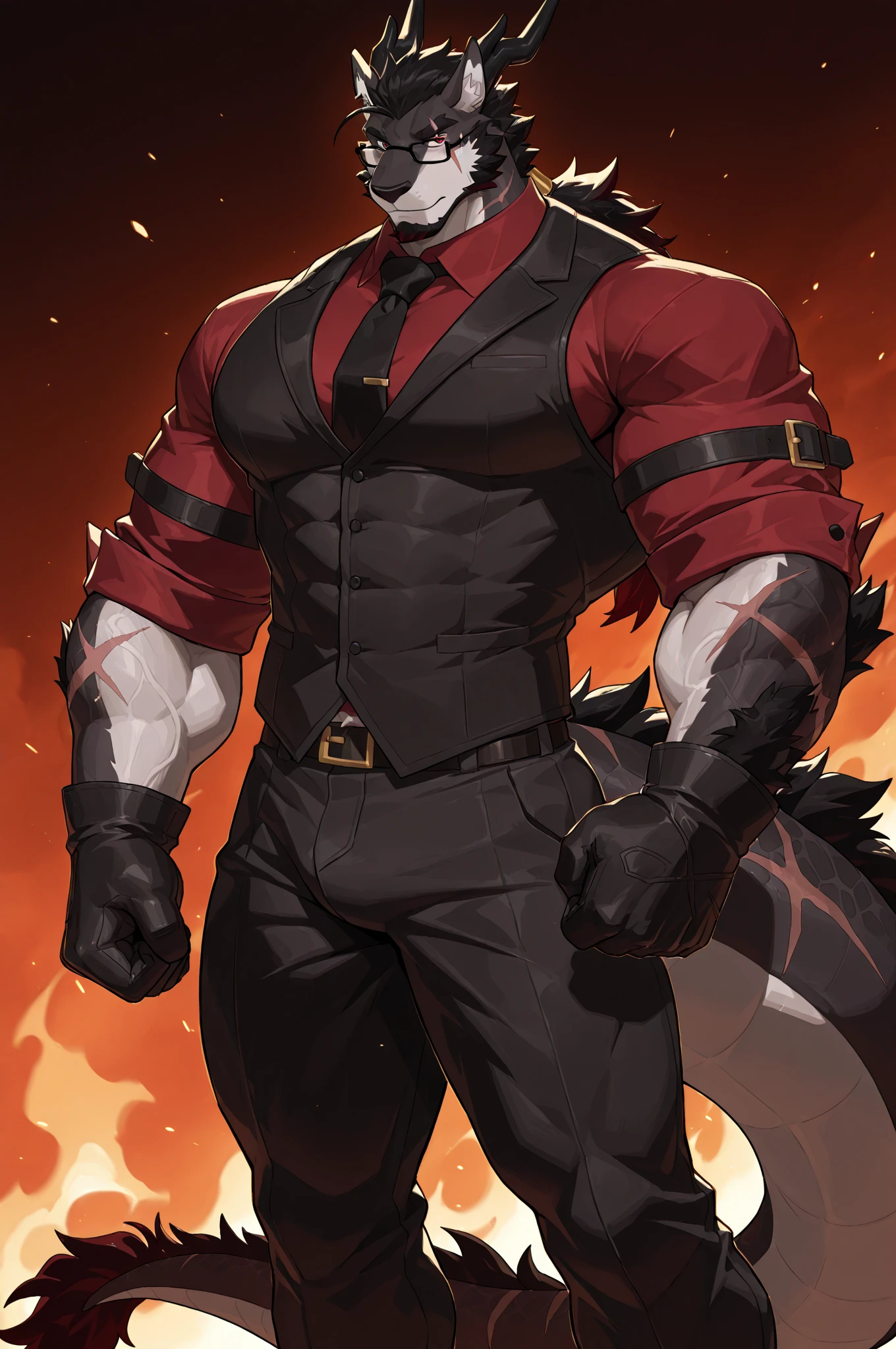 ((Solo)), male people, anthro wolf, (Multi-colored fur, White tail pointed), (Height 3meters,Tail length 2meters), Abs, pinginuscular, A long big tail, by patto, modern city