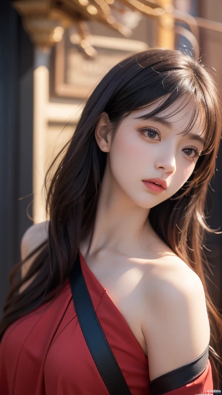 Highest quality,masterpiece,Ultra-high resolution,(Realistic:1.4),One girl,shoulder,Charm,Looking into the camera,