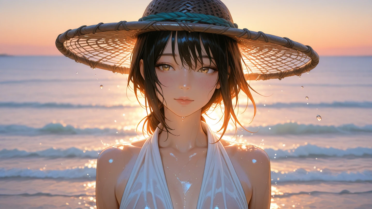 (extreme close up:1.5), (face focus:2),(Style of ???? ???:1.5),
((side face:2)),(1girl surrounded by soft_light:1.5), (backlighting:1.8), (lighting),(flowing fabric:1.3), ((Floral_summer_dress:1.5),(Straw_hat:1.3)),
(masterpiece), realistic, HDR, highly detailed, 8k, raw photo,
ambient occlusion, natural, harmonious composition, warm tones, fine art photography,