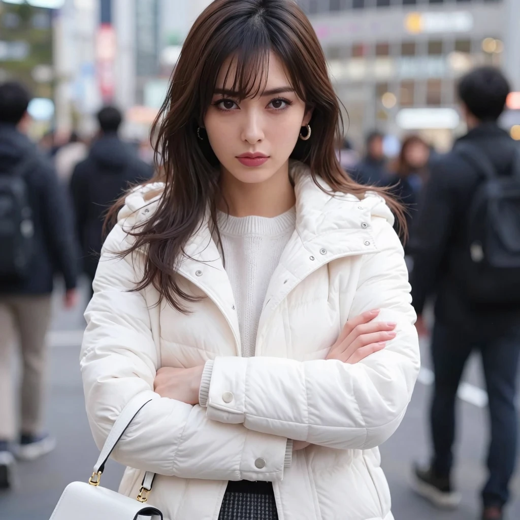 (1girll:1.3), solo, (((very vey very detailed face))),((very detailed eyes and faces))),beatiful detailed eyes,Body parts__,offcial art,Unified 8k wallpaper,Super detailed,Beautiful and beautiful, beautiful,tmasterpiece,best qualtiy,primitive,tmasterpiece,ultra fine photos,best qualtiy,Ultra-high resolution,photorealistic realism,rays of sunshine,full-body portraits,stunningly beautiful,,dynamicposes,delicated face,Bigchest,Vibrant eyes,(From the front side), Very detailed city roof background, Roof,looking over city,Detailed face,detailed complex busy background,untidy,opulent,milkyW,highly detailedskin,Realistic details of skin,visible pores,Clear focus,volume fog,8K UHD,digital SLR camera,high qulity,filmgrain,White skin of the,photo-realism,DL,A huge metropolis of the dystopia of the future, Translucent purple clothes