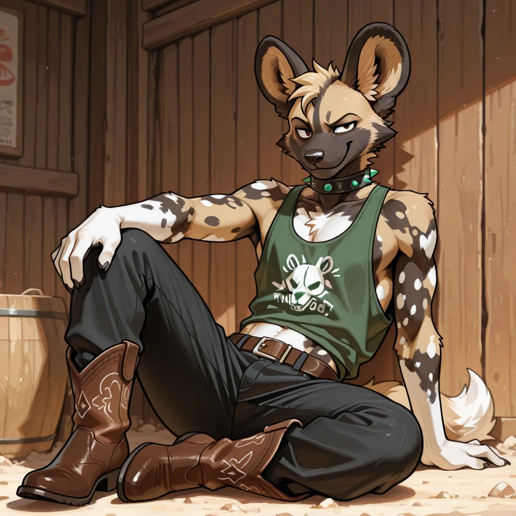 cooper krager, solo, wolf tail, (pose), (posing), (soft shading), 4k, hi res, ((detailed face, detailed eyes, detailed)), (full body), by zackarry911, by zaush, (by personalami:0.5), solo, gloves, 1boy, full body, flower, male focus, sky, fingerless gloves, hiding behind building, desert, cactus, , sitting, legs spread, canine , knot, stroking ,