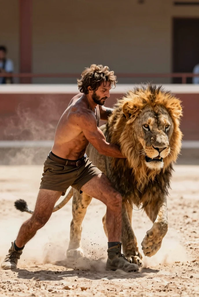 Bear fighting with lions image