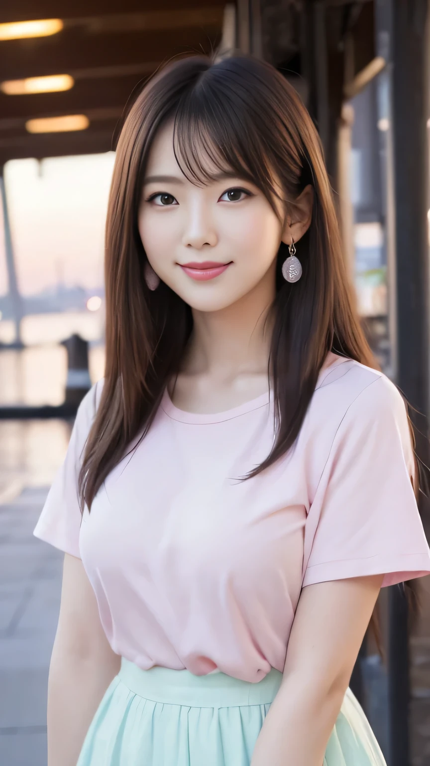 Close-up of Haraf woman looking at camera, perfect has a round face, A well-maintained model., Southeast Asian man with a round face, 3D profile picture, 8K, 45,000,000 pixcls, realistic light colors, Anime girls in real life, Realistic young gravure idol, Close-up, realistic anime, beautiful korean girl, Attractive anime girl, Japanese girl,straight face, face focus), (Highest quality:1.4 3 D 8K, 45,000,000,000,pixels,),(Masterpiece:1.3),(sharp focus:1.2), (The ponytail has bangs like Lisa's.),glowing face, (Red cheeks:1.3), standing walking outdoors