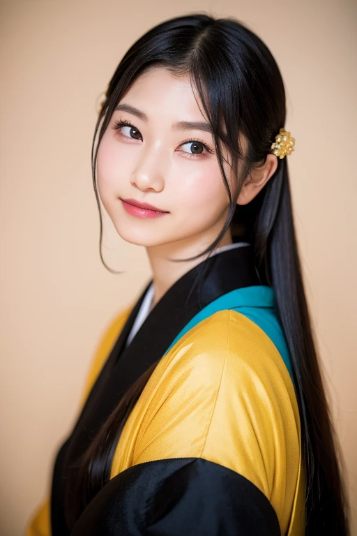 （8K、Raw photography、Highest quality、masterpiece：1.2),(Black Hair、Dark Eyes:1.9),(Green kimono:1.6)、View your audience,Viewed from the front,White skin,(:1.3)、(Tight waist:1.6)、(Clothes that accentuate the shape of the breasts:1.0)、(Big Breasts :1.3)、Slim figure、Ultra-high resolution,beautiful,beautiful fece,(One person、No background:1.9),Full Body,Japanese women,（reality的：1.37）、Photon Mapping,reality、(Baby-faced and cute: 1.2)、(Cute Smile: ound face: adio City、Physically Based Rendering、Depth of field rally background、photograph, (:1.8),（:1.6）、Great quality