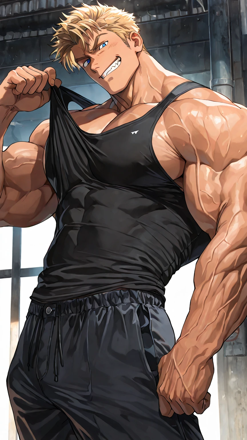 Solo, Sweating, hard breathing, gym, huge muscular, huge pectoral, pectoral, furry grizzly bear, masterpiece, hi res, hight detail, detailed, 8k